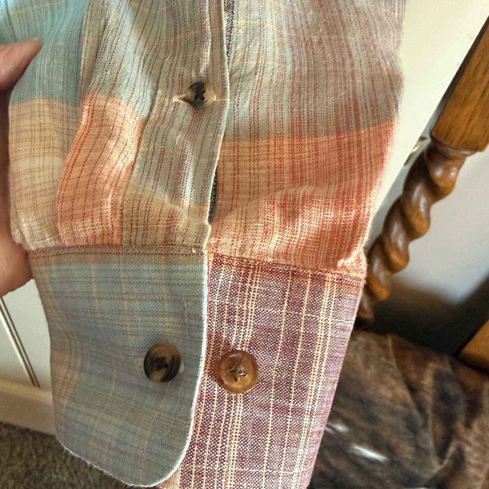 Paul Fredrick 100% Linen Multicolor Plaid Button Down Shirt. Excellent Condition - Picture 5 of 6